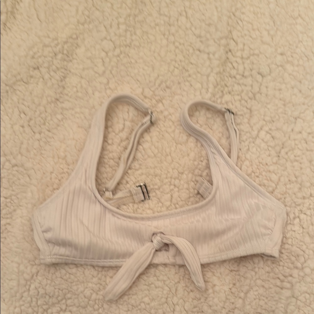 White Ribbed Swim top